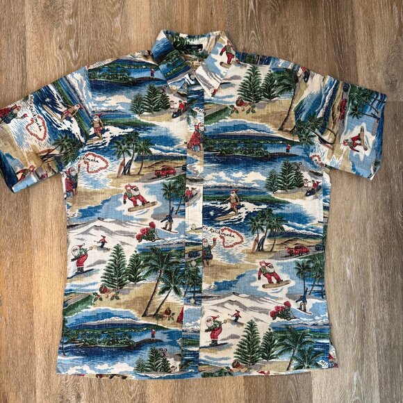 Reyn Spooner- Hawaiian Christmas Shirt in Holiday Blue- M - Picture 1 of 7